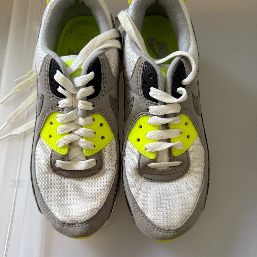 Nike White and Gray Sneakers with Neon Accents
